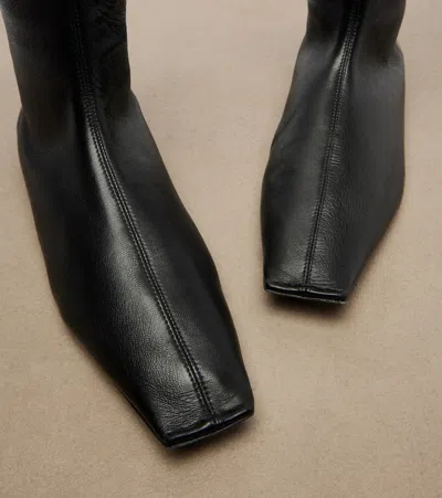 Khaite Marlene Leather Ankle Boots In Black