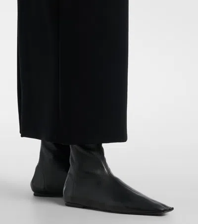 Khaite Marlene Leather Ankle Boots In Black