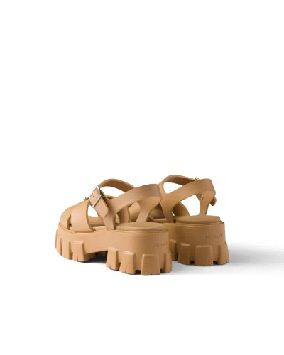 Prada 55mm Leather Platform Sandals In Brown