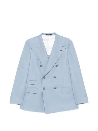 Gabriele Pasini Tailored Double-breasted Metallic Blazer In Blue