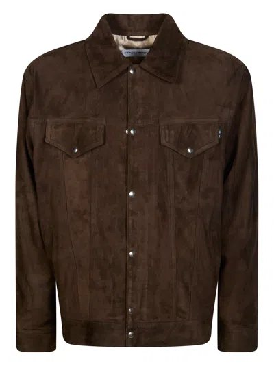 Department Five Buttoned Suede Jacket In Brown