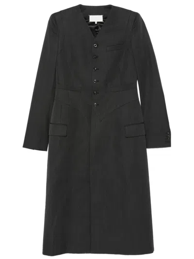 Maison Margiela Elegant Nested Wool Jacket With Adjustable Strap In Black