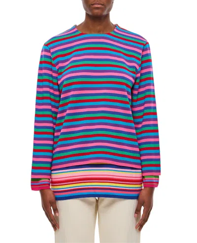 Comme Des Garçons Multicolor Striped Sweater With Double Layer Effect In Multi