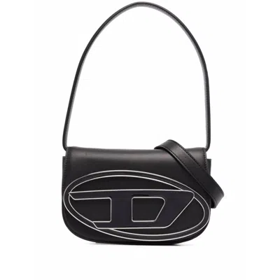 Diesel Mini Shoulder Bag In Soft Nappa Leather With Logo Detail In Black
