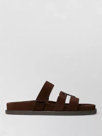 Tory Burch Slippers Ines In Pelle Scamosciata Cioccolato Donna In Burgundy
