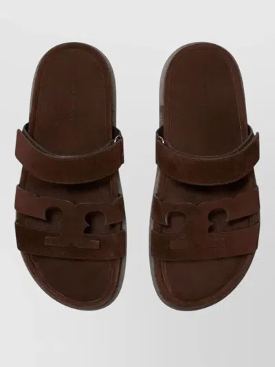 Tory Burch Slippers Ines In Pelle Scamosciata Cioccolato Donna In Burgundy