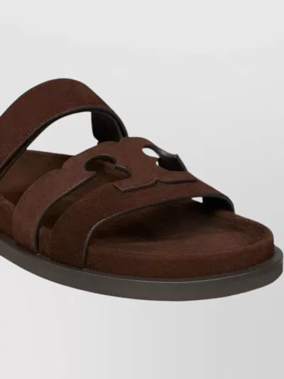 Tory Burch Slippers Ines In Pelle Scamosciata Cioccolato Donna In Burgundy