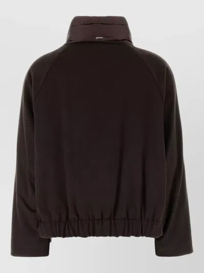 Herno Nylon Down Jacket High Collar Raglan In Brown