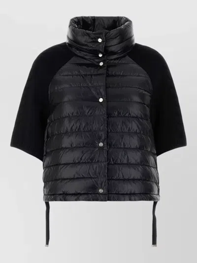 Herno Nylon Jacket Adjustable Straps High Collar In Black