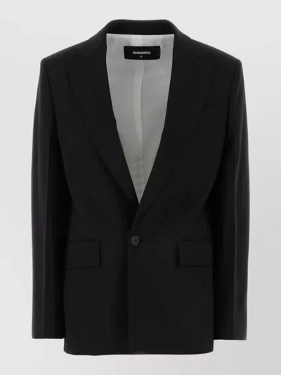 Dsquared2 Stretch Wool Blend Oversized Tailored Blazer In Black