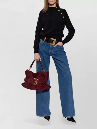 Balmain Button-embellished Raglan-sleeve Sweater In Black
