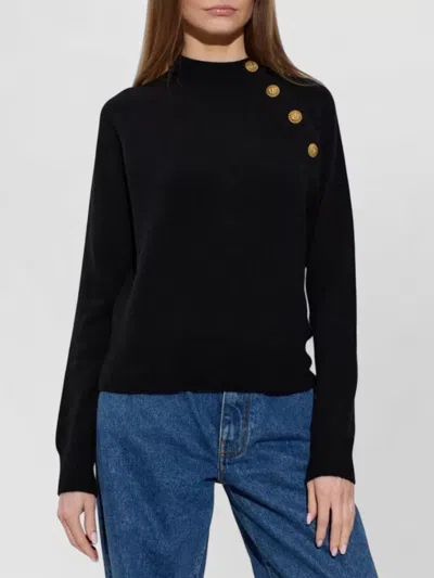 Balmain Button-embellished Raglan-sleeve Sweater In Black