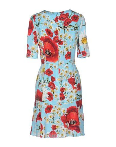 Shop Dolce & Gabbana Woman Short Dress Sky Blue Size 0 Silk, Elastane
