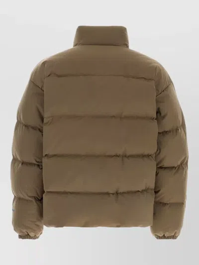 Jil Sander Polyester Down Jacket High Collar Puffer In Brown