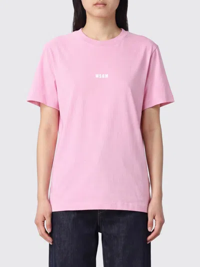 Msgm Small Logo Crew Neck T-shirt In Pink