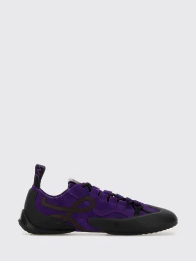 Loewe Suede Grip Sneakers Pull Tab Rubber Sole In Purple