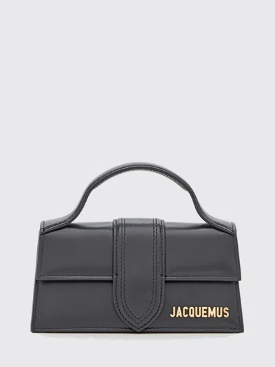 Jacquemus Leather Top Handle Bag With Adjustable Shoulder Strap In Gray