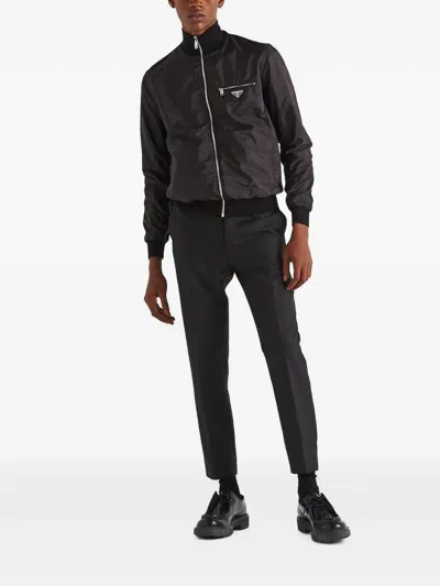 Prada Reversible Virgin Wool And Re-nylon Jacket In Black