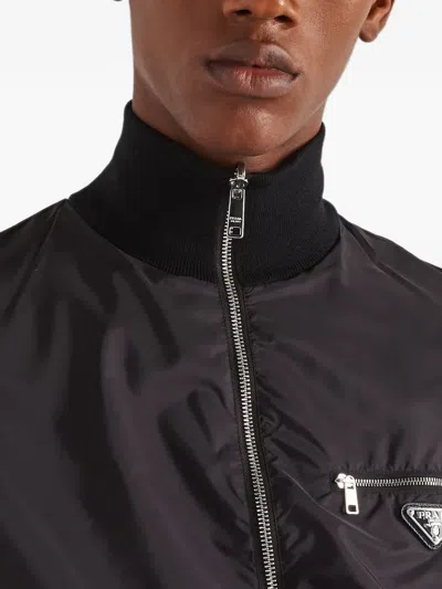 Prada Reversible Virgin Wool And Re-nylon Jacket In Black