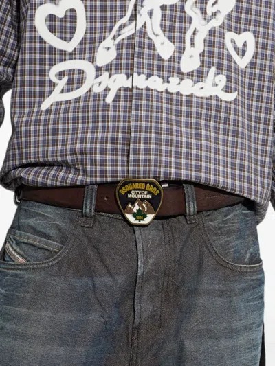 Dsquared2 Plaque-buckle Leather Belt In Brown