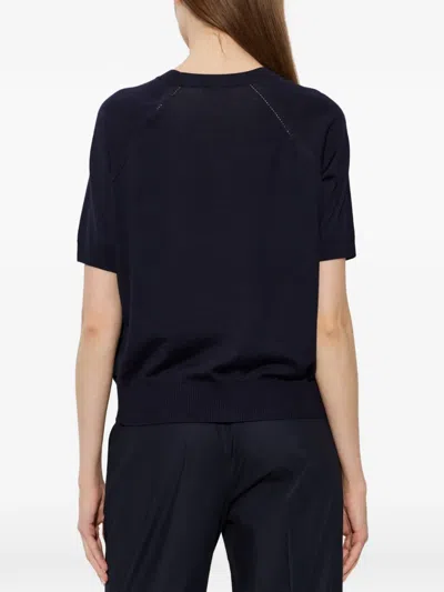 Moncler Raglan-sleeve Wool T-shirt In Blue