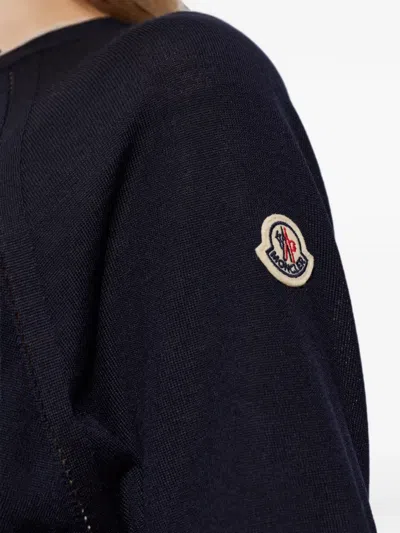 Moncler Raglan-sleeve Wool T-shirt In Blue