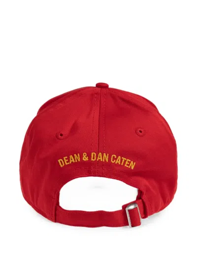 Dsquared2 Logo-patch Distressed Baseball Cap In Red