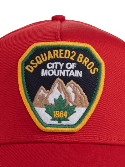 Dsquared2 Logo-patch Distressed Baseball Cap In Red