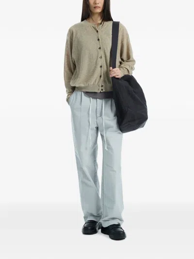 Low Classic Drawstring Washed-cotton Trousers In Blue