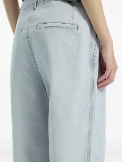 Low Classic Drawstring Washed-cotton Trousers In Blue