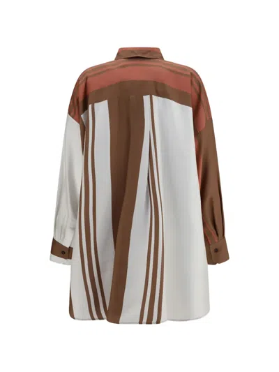 Kiton Long Striped Silk Shirt In Multi