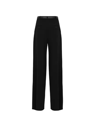 Max Mara Belted Wide-leg High-waisted Trousers In Black