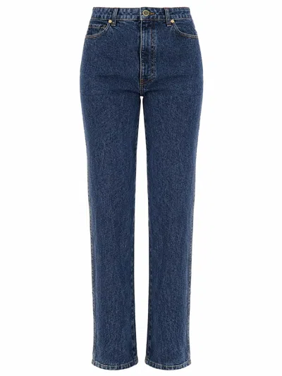 Khaite Danielle High Waist Straight Leg Jeans In Blue