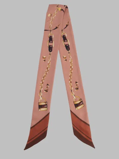 Chloé Chain Print Padlock Detail Rectangular Tie In Pink