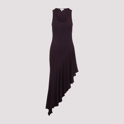 Alaïa Burgundy Fluid Jersey Asymmetric Dress In Purple