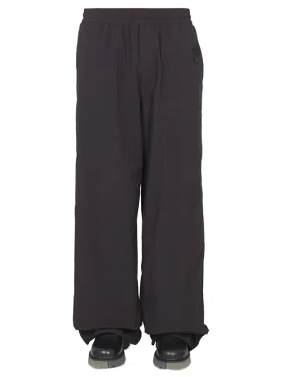 Off-white Wide Leg Trousers With Elastic Waistband In Black