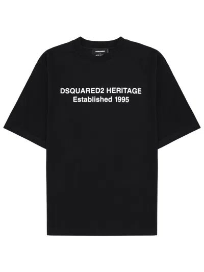 Dsquared2 Heritage Logo Loose Fit T Shirt In Black