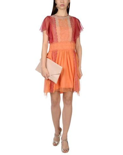 Shop Alberta Ferretti Short Dress In Orange