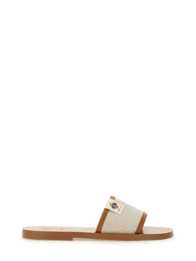 Bally Logo Patch Open-toe Slides In Gold