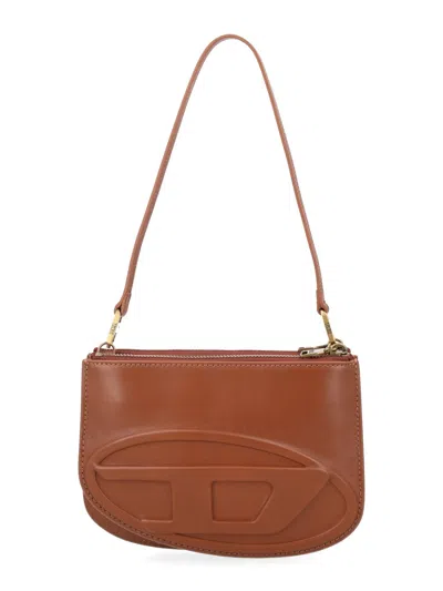 Diesel 1dr Twin Smooth Rectangular Shoulder Bag In Sand