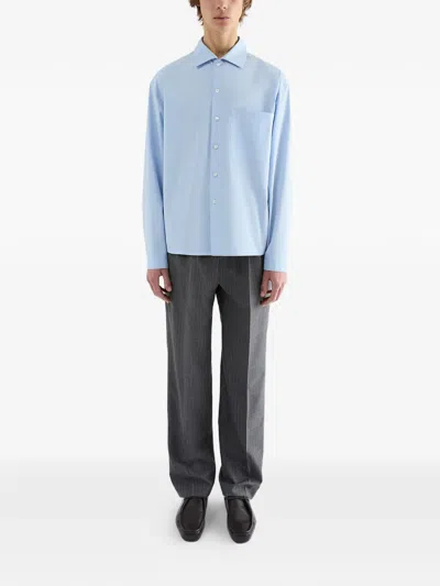 Jil Sander Concealed Button Shirt In Blue