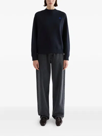 Jil Sander Embroidered-logo Cotton Sweatshirt In Blue