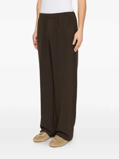 Sandro Elasticated Wide-leg Trousers In Brown
