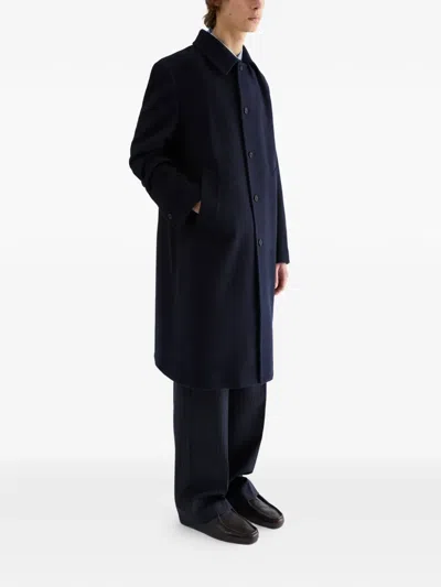Jil Sander Single-breasted Wool Coat In Blue
