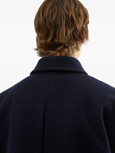 Jil Sander Single-breasted Wool Coat In Blue