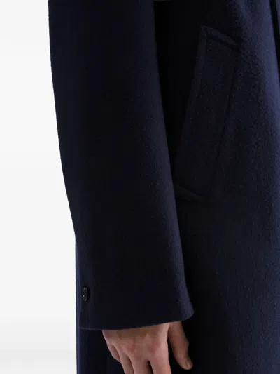 Jil Sander Single-breasted Wool Coat In Blue