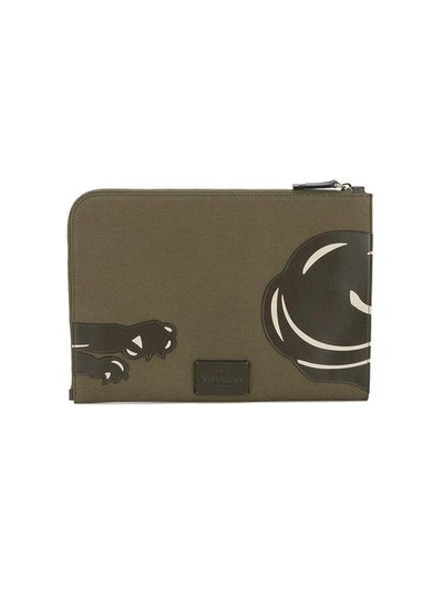 Shop Valentino Panther Document Case In Green