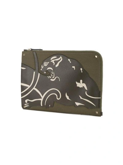 Valentino Green Panther Document Case In Green