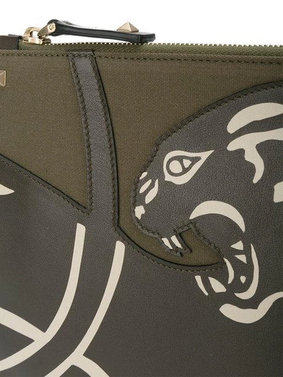 Valentino Green Panther Document Case In Green
