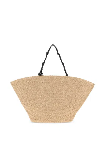 Jil Sander Raffia Large Tangle Bucket Handbag In Pattern